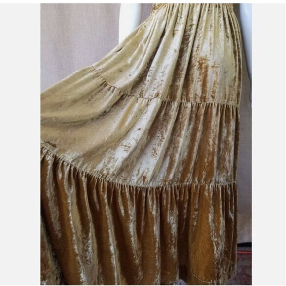 Anthropologie Somerset Maxi Dress Golden Velvet Whimsical Fairy Grunge Like New - Picture 5 of 12
